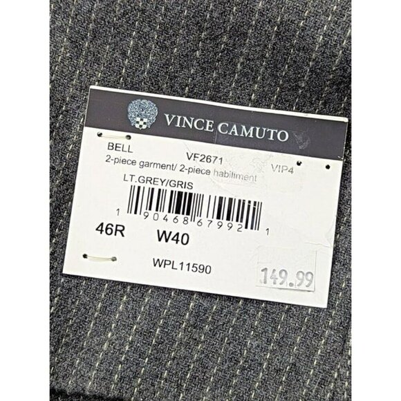 Vince Camuto Men's Bell 2-Piece Suit Light Gray Striped Size 46R/W40 (MSRP $150) - Picture 6 of 9